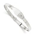 thumbnail image 1 of Sterling Silver Cubic Zirconia ID Adjustable Baby Bangle Bracelet - Measures 7.75mm Wide, 1 of 2