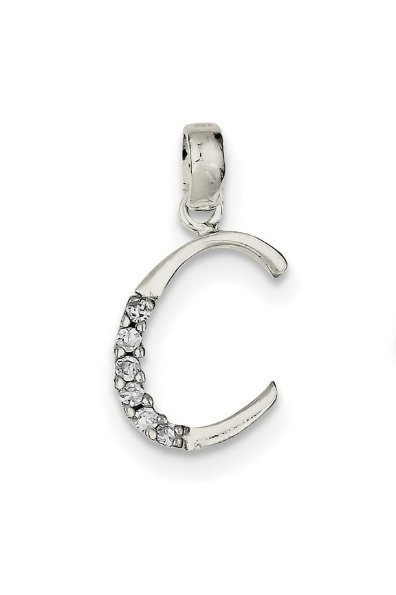 Sterling Silver Cubic Zirconia Initial C Pendant