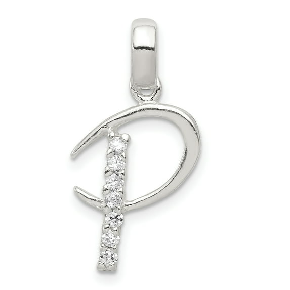Sterling Silver Cubic Zirconia Initial P Pendant