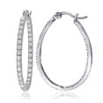 thumbnail image 1 of Sterling Silver Cubic Zirconia Inside Out 30mm Oval Hoop Earrings, 1 of 2