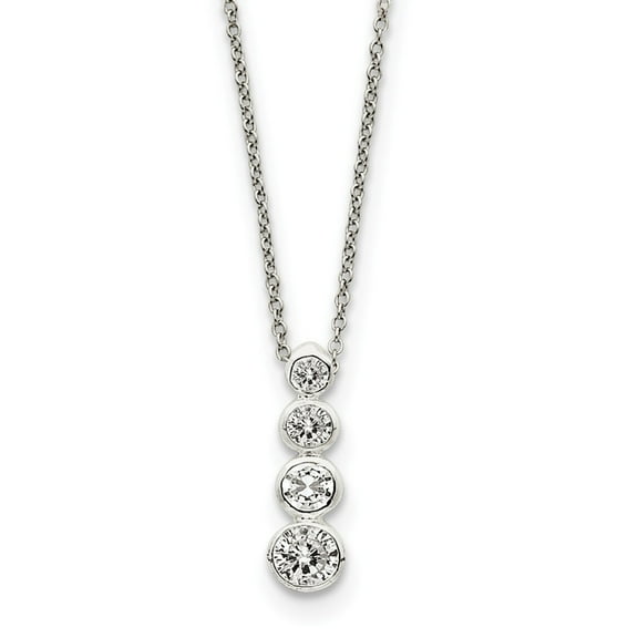Sterling Silver Cubic Zirconia Journey Necklace - 18 Inch - Spring Ring - Measures 6mm Wide