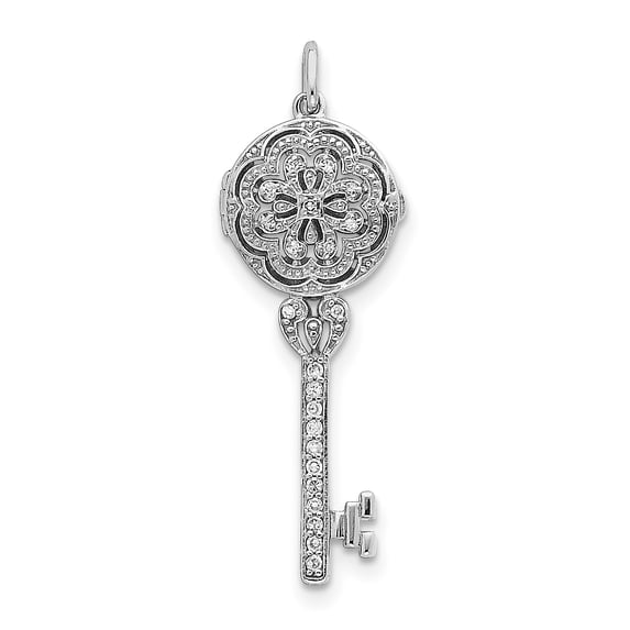 Sterling Silver Cubic Zirconia Key Locket