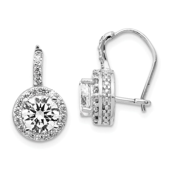 Sterling Silver Cubic Zirconia Kidney Wire Stud Earrings