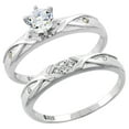 thumbnail image 1 of Sterling Silver Cubic Zirconia Ladies’ Engagement Ring Set 2-Piece, 1/8 inch wide, size 7.5, 1 of 5