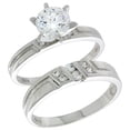thumbnail image 1 of Sterling Silver Cubic Zirconia Ladies’ Engagement Ring Set 2-Piece, 5/32 inch wide, size 8.5, 1 of 5