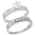 thumbnail image 1 of Sterling Silver Cubic Zirconia Ladies’ Engagement Ring Set 2-Piece Center Stripe, 1/4 inch wide, size 5.5, 1 of 5