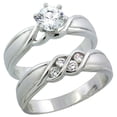 thumbnail image 1 of Sterling Silver Cubic Zirconia Ladies’ Engagement Ring Set 2-Piece Channel Set 3/4 ct size, 3/16 inch wide, Size 10, 1 of 5