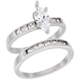 thumbnail image 1 of Sterling Silver Cubic Zirconia Ladies’ Engagement Ring Set 2-Piece Classic Channel Design, 7/16 inch wide, size 9.5, 1 of 5