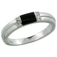thumbnail image 1 of Sterling Silver Cubic Zirconia Ladies' Wedding Band Ring Black Onyx, 1/8 inch wide, Size 5, 1 of 5