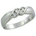 thumbnail image 1 of Sterling Silver Cubic Zirconia Ladies' Wedding Band Ring Channel Set, 3/16 inch wide, Size 8.5, 1 of 5