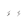 thumbnail image 1 of Sterling Silver Cubic Zirconia Lightning Bolt Stud Earrings, 1 of 2