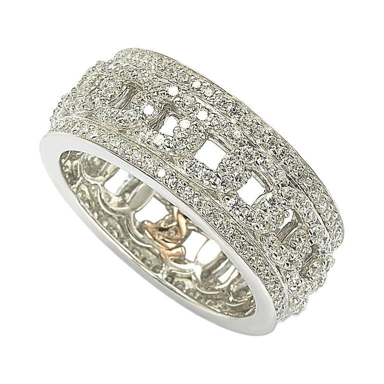 Sterling Silver Cubic Zirconia Link Eternity Band Ring Walmart