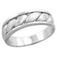 thumbnail image 1 of Sterling Silver Cubic Zirconia Mens Mens Wedding Band Ring 1/4 inch wide, size 9, 1 of 5