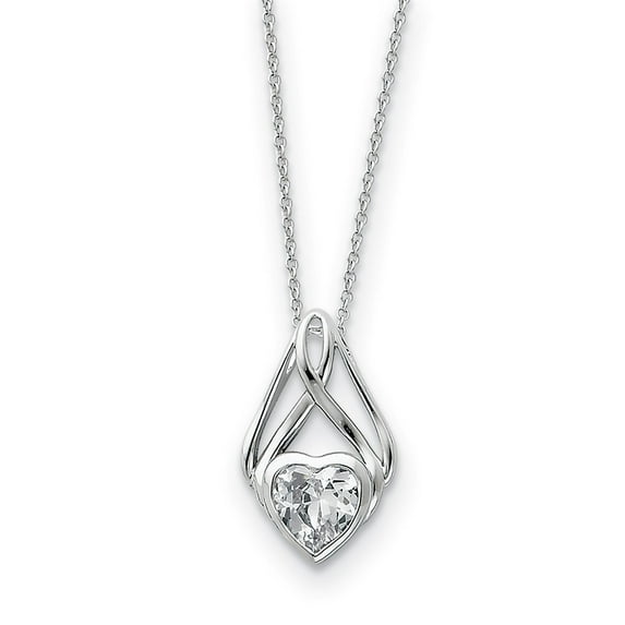 Sterling Silver Cubic Zirconia Necklace - 18 Inch