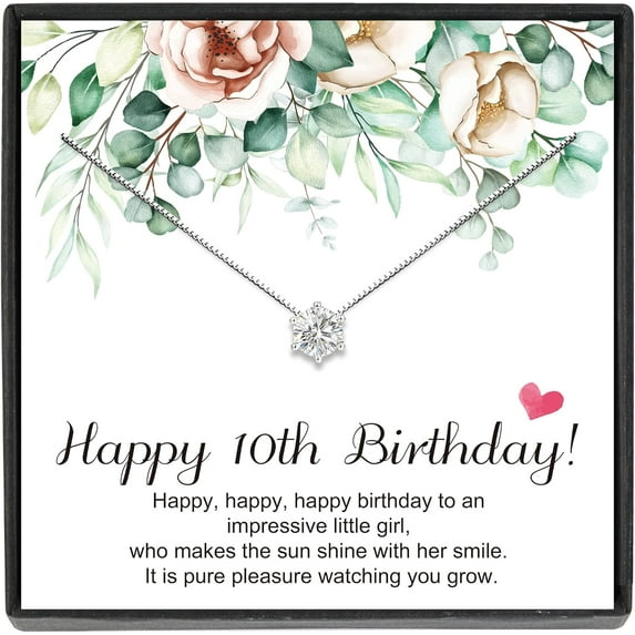 Sterling Silver Cubic Zirconia Necklace Birthday Gifts for Women (7-80th Birthday Gifts)