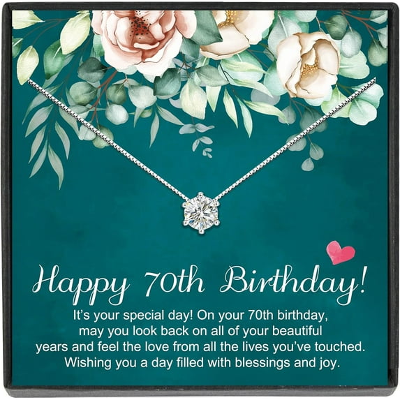 Sterling Silver Cubic Zirconia Necklace Birthday Gifts for Women (7-80th Birthday Gifts)