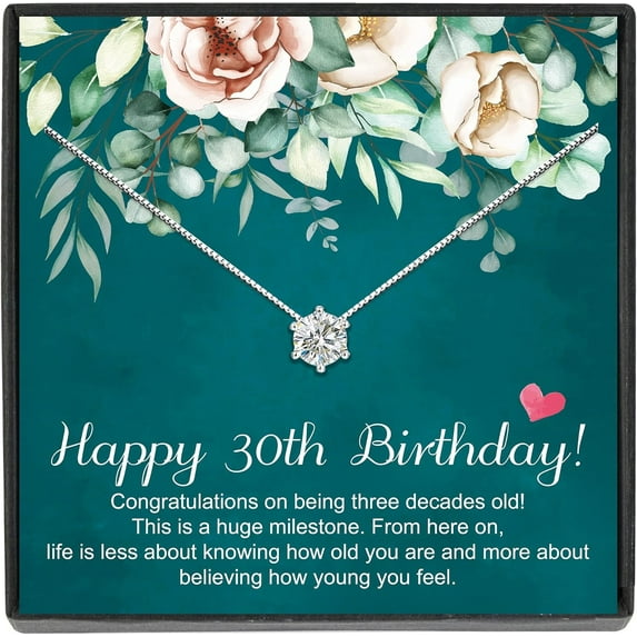 Sterling Silver Cubic Zirconia Necklace Birthday Gifts for Women (7-80th Birthday Gifts)