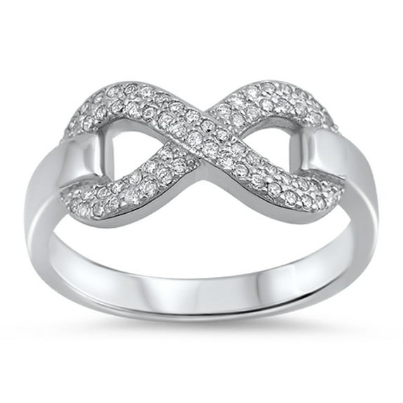 Sterling Silver Cubic Zirconia Pave Infinity Ring
