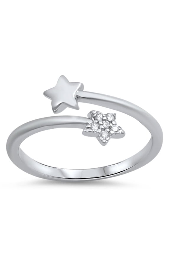 Sterling Silver Cubic Zirconia Pave Shooting Star Ring