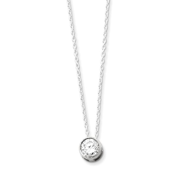 Sterling Silver Cubic Zirconia Pendant on 18 Chain Necklace