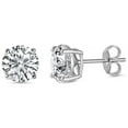 thumbnail image 1 of Sterling Silver Cubic Zirconia Rhodium Plated Casting Round Stud Earrings CLEAR April Birthstone, 1 of 2