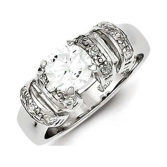 Sterling Silver Cubic Zirconia Ring - Size 6 - Measures 7.25mm Wide