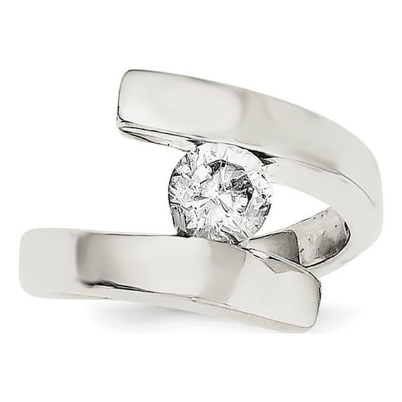 Sterling Silver Cubic Zirconia Ring - Size 7 - Measures 4mm Wide
