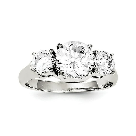 Sterling Silver Cubic Zirconia Ring - Size 7 - Measures 3mm Wide