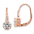 thumbnail image 1 of Sterling Silver Cubic Zirconia Rose Gold-Plated Leverback Stud Earrings, 1 of 6
