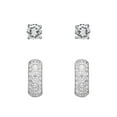 thumbnail image 1 of Brilliance Women's Sterling Silver Cubic Zirconia Earrings Set, 1 of 3