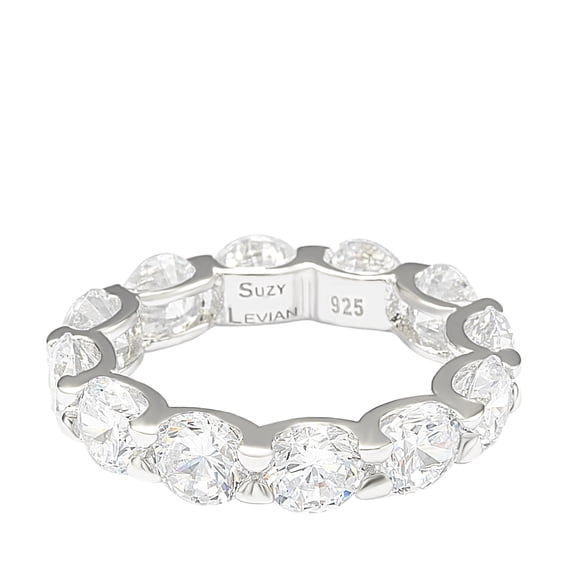 Sterling Silver Cubic Zirconia Round U-Shape Eternity Band