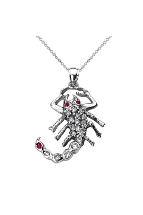 Sterling Silver Cubic Zirconia Scorpion Pendant Necklace : Pendant with 22" chain