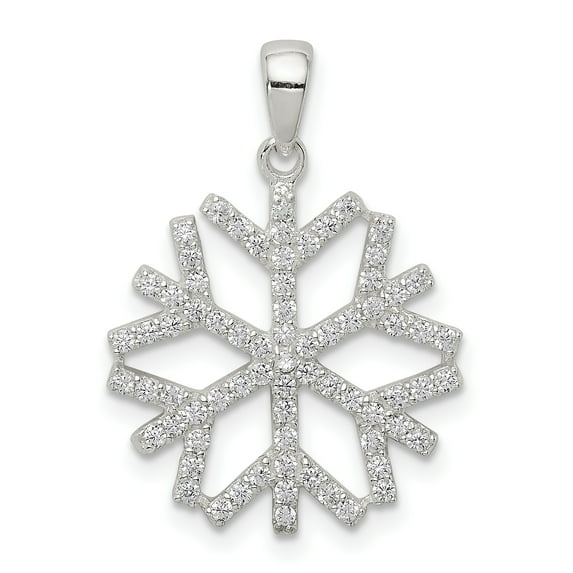 Sterling Silver Cubic Zirconia Snowflake Pendant