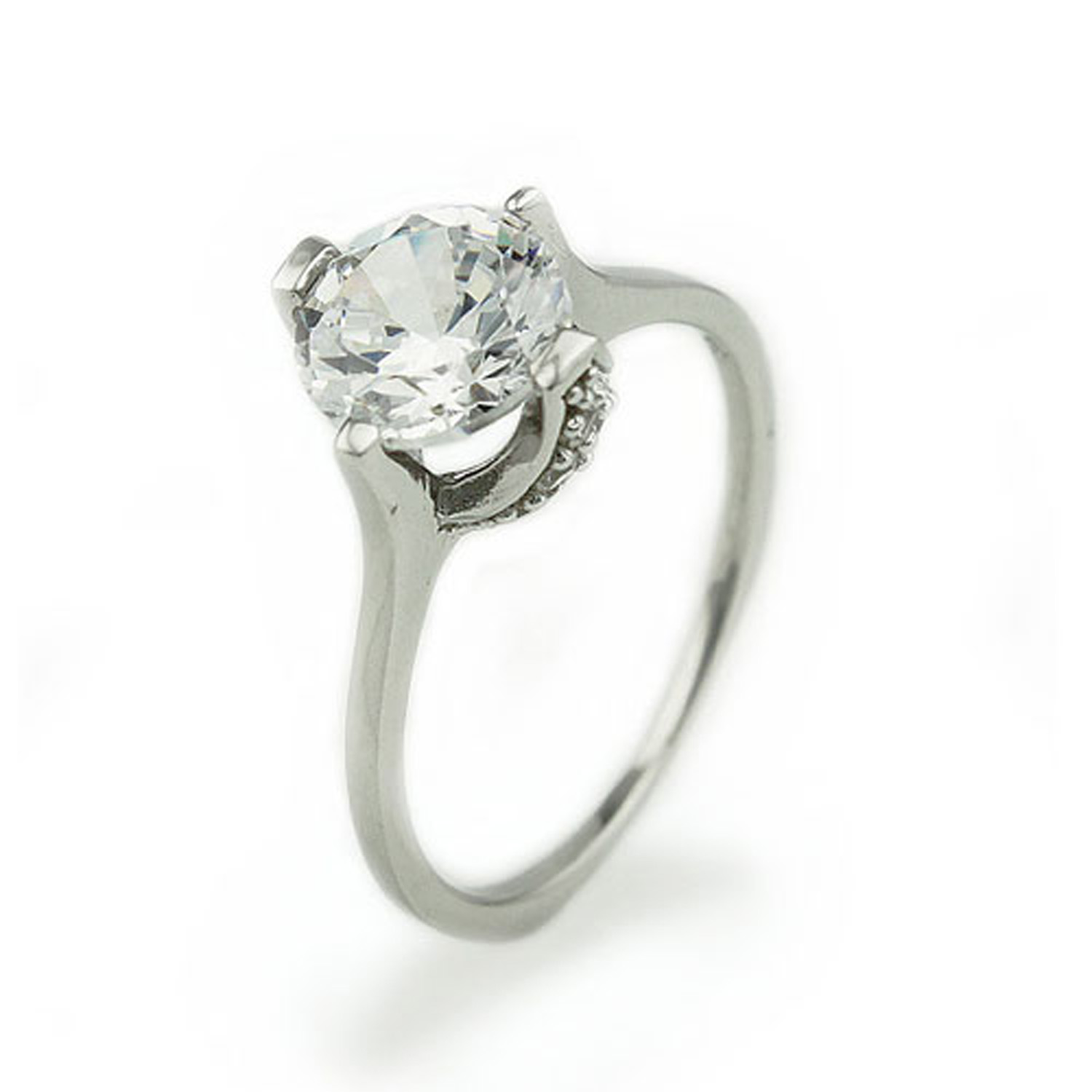 925 Sterling Silver 1 CT Round Solitaire Cubic Zirconia Engagement Ring main image 0