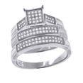 thumbnail image 1 of Sterling Silver Cubic-Zirconia Square Head Trio Bridal Anniversary Wedding Engagement Band Ring Set Size 9, 1 of 1