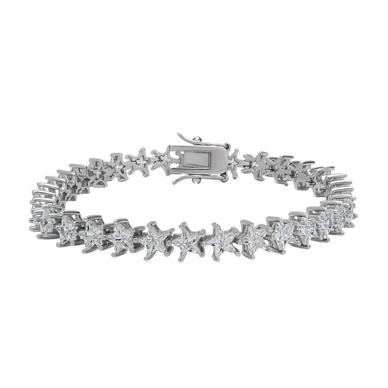 Linked Tennis Bracelet - 925 Sterling sold Silver- 10.08 Ct.tw- Cubic Zirconia