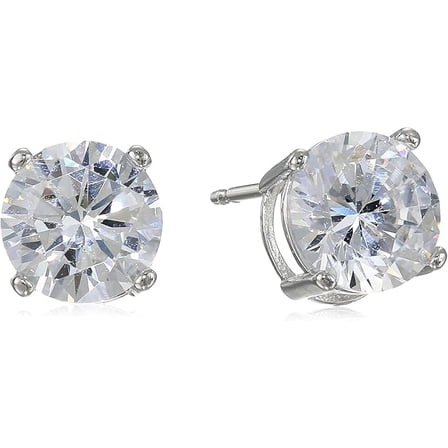 Sterling Silver Cubic Zirconia Stud Earrings (Round)