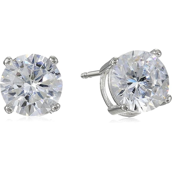 Sterling Silver Cubic Zirconia Stud Earrings (Round)