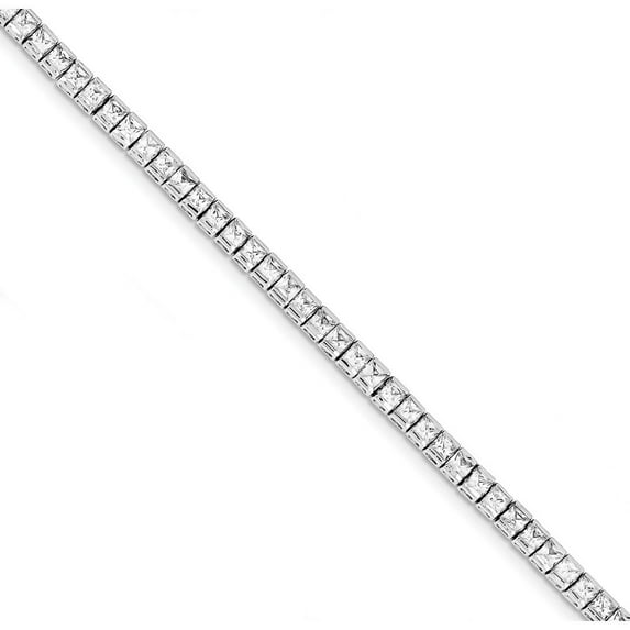 Sterling Silver Cubic Zirconia Tennis Bracelet - 7 Inch - Box Clasp - Measures 5mm Wide
