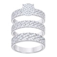 thumbnail image 1 of Sterling Silver Cubic-Zirconia Trio Bridal Anniversary Wedding Engagement Band Ring Set Size 7, 1 of 2