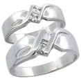 thumbnail image 1 of Sterling Silver Cubic Zirconia Wedding Band Ring 2-Piece Set 6 mm Him & Hers 4 mm, Ladies' Size 6, 1 of 5