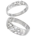 thumbnail image 1 of Sterling Silver Cubic Zirconia Wedding Band Ring 2-Piece Set 7 mm Him & Hers 4 mm Triangle Design, Ladies' size 5, 1 of 5