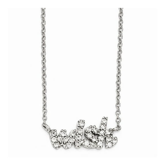 Sterling Silver Cubic Zirconia Wish 18in. Necklace - 18 Inch