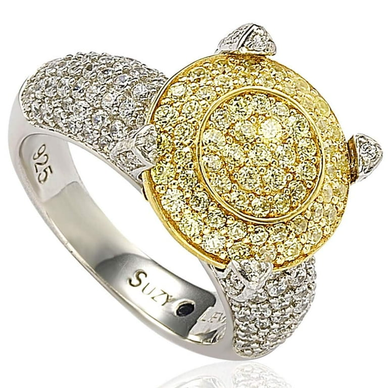 Sterling Silver Cubic Zirconia Yellow Stone Shape Ring Walmart