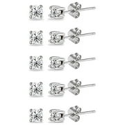 DESIGNS BY FMC Sterling Silver Cubic Zirconia set of 5 Round 2mm Stud Earrings