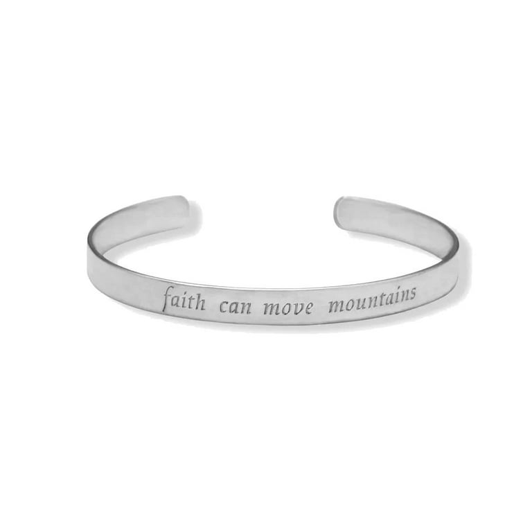 Sterling Silver Cuff Bracelet - Engraved with Faith Can Move Mountains Sterling Silver Cuff Bracelet - Engraved with Faith Can Move Mountains