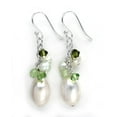 thumbnail image 1 of Sterling Silver Cultured Pearl Drop Crystals Stone Crystal Cluster Drop Earrings, Spring Green, 1 of 1