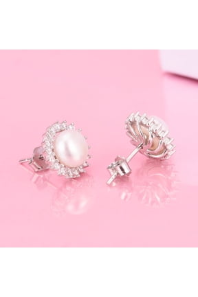 Sterling Silver & Cultured Pearl Halo Stud Earrings