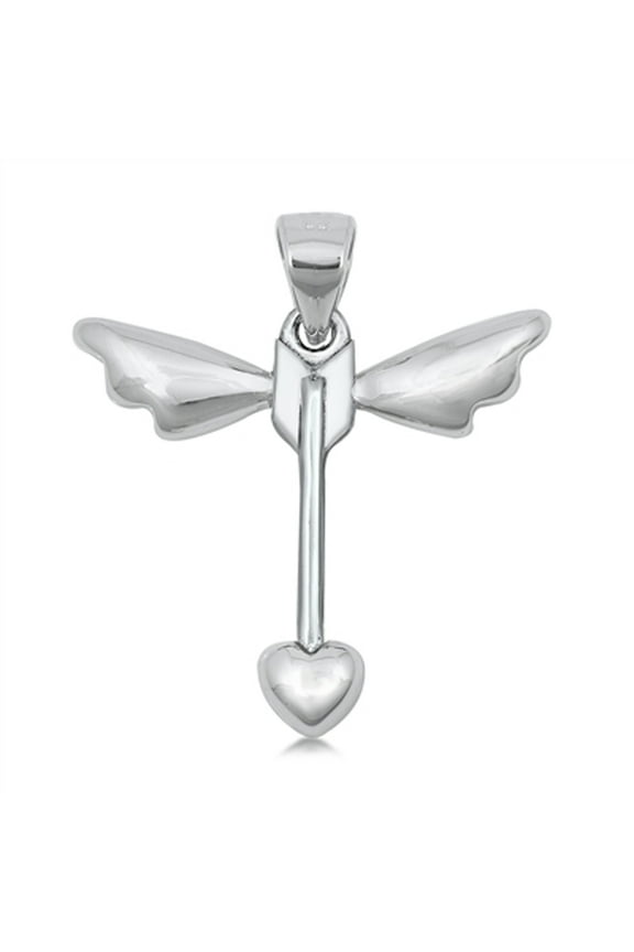 Sterling Silver Cupid's Arrow Heart Pendant Angel Wing Love Charm 925 New Jewelry Female Unisex