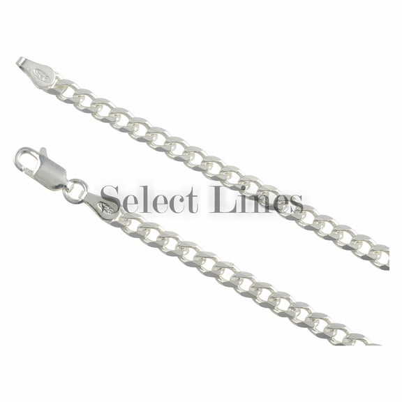 Sterling Silver Curb 100 4mm Bracelet Chain Italian Italy Solid .925 Jewelry